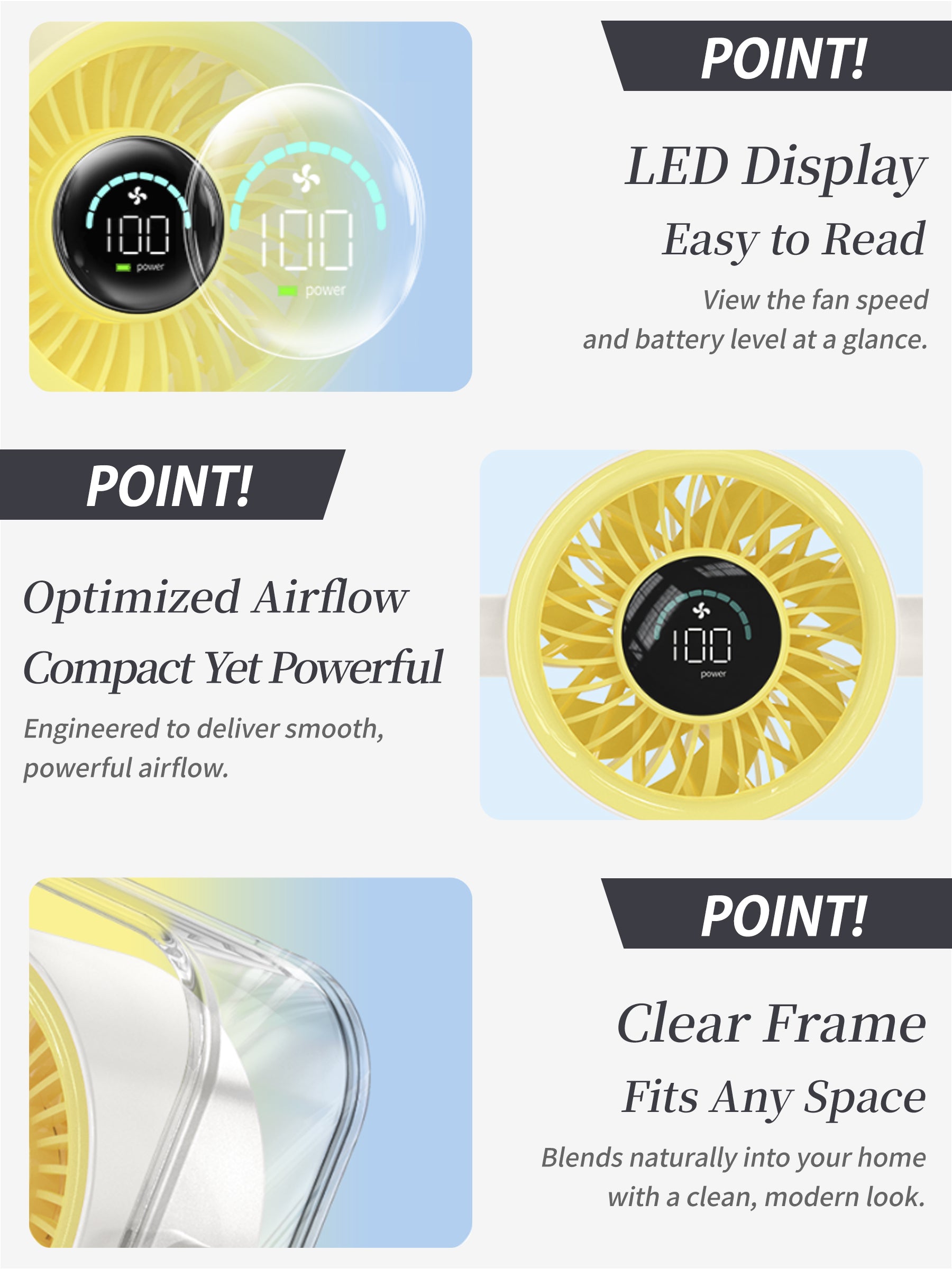 HOSHINON Cordless Desk Fan ClearAir DF1 – Electric Fans for Personal Use