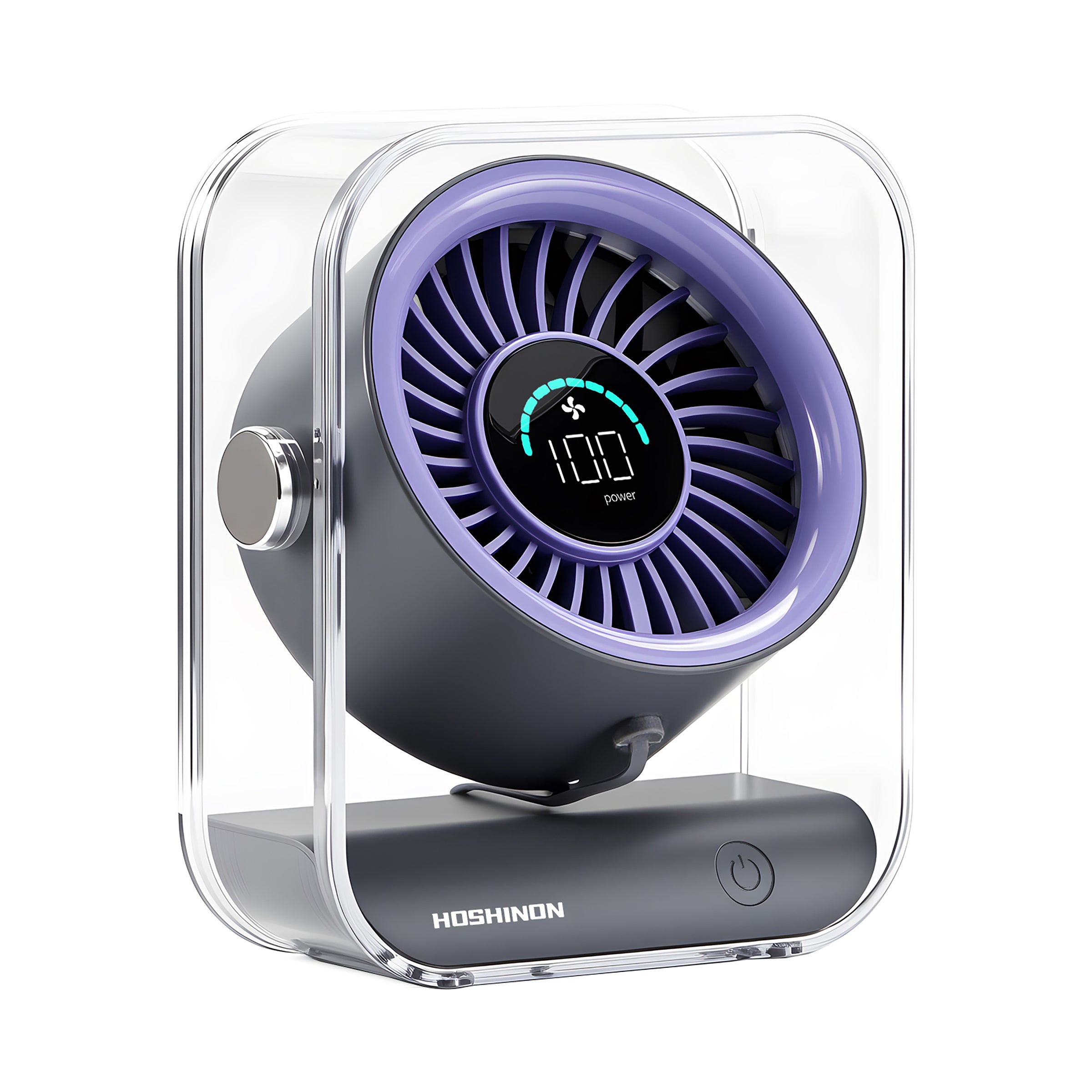 HOSHINON Desk Fan, ClearAir DF1 USB-C Rechargeable Portable Table Fan, Quiet Personal Fan with 100-Speed Control, LED Display, 4000mAh Battery – Electric Fans for Personal Use