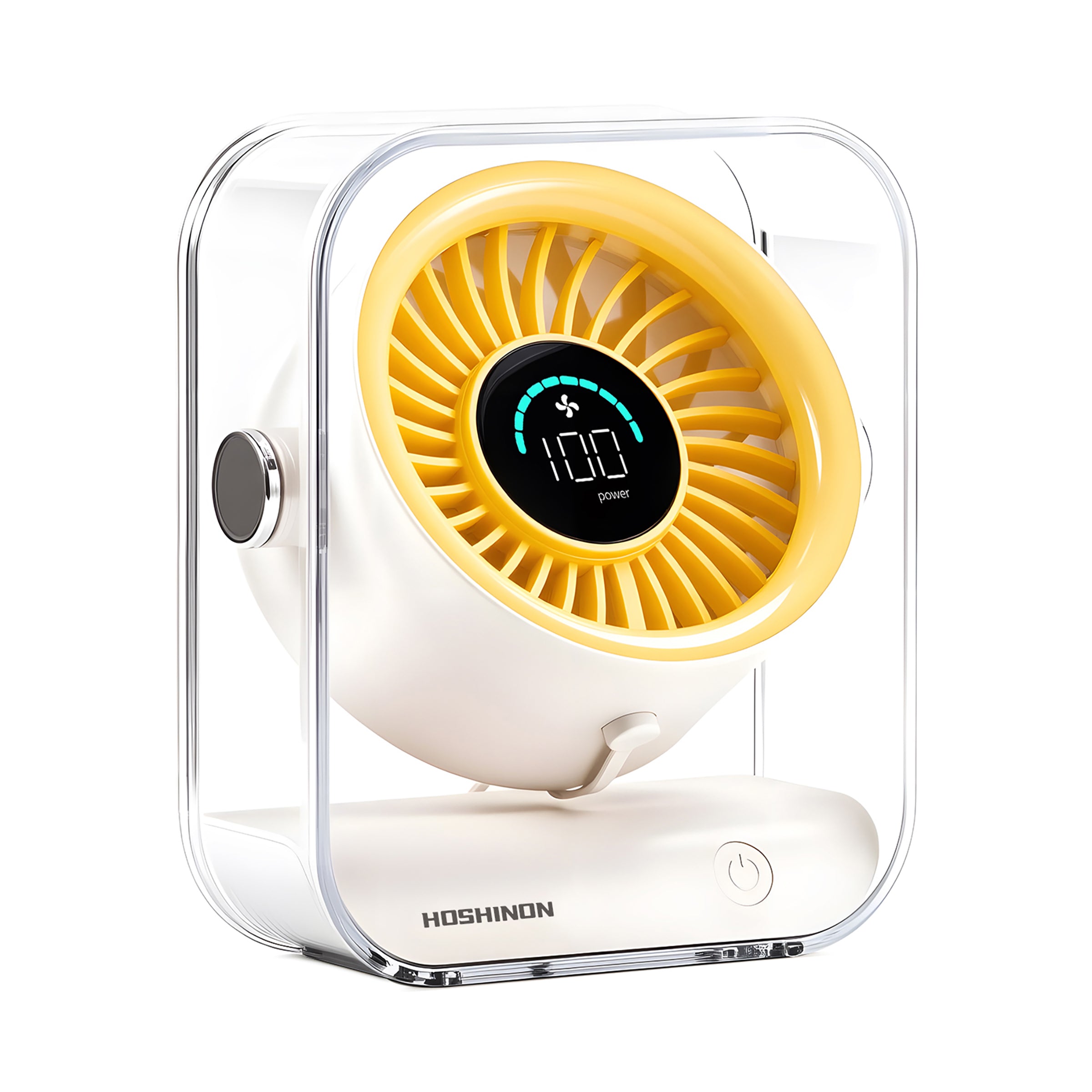 HOSHINON Desk Fan, ClearAir DF1 USB-C Rechargeable Portable Table Fan, Quiet Personal Fan with 100-Speed Control, LED Display, 4000mAh Battery – Electric Fans for Personal Use
