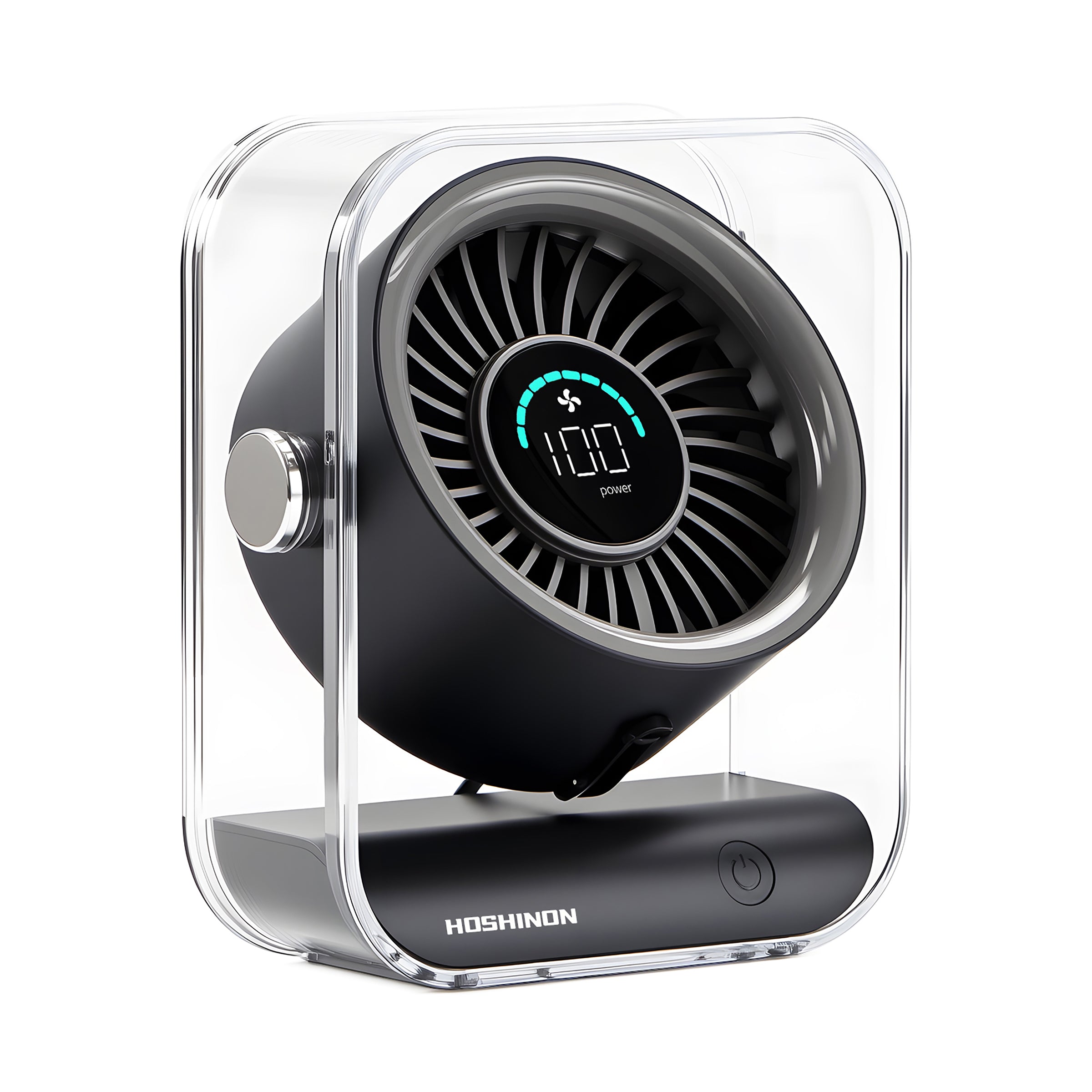 HOSHINON Desk Fan, ClearAir DF1 USB-C Rechargeable Portable Table Fan, Quiet Personal Fan with 100-Speed Control, LED Display, 4000mAh Battery – Electric Fans for Personal Use