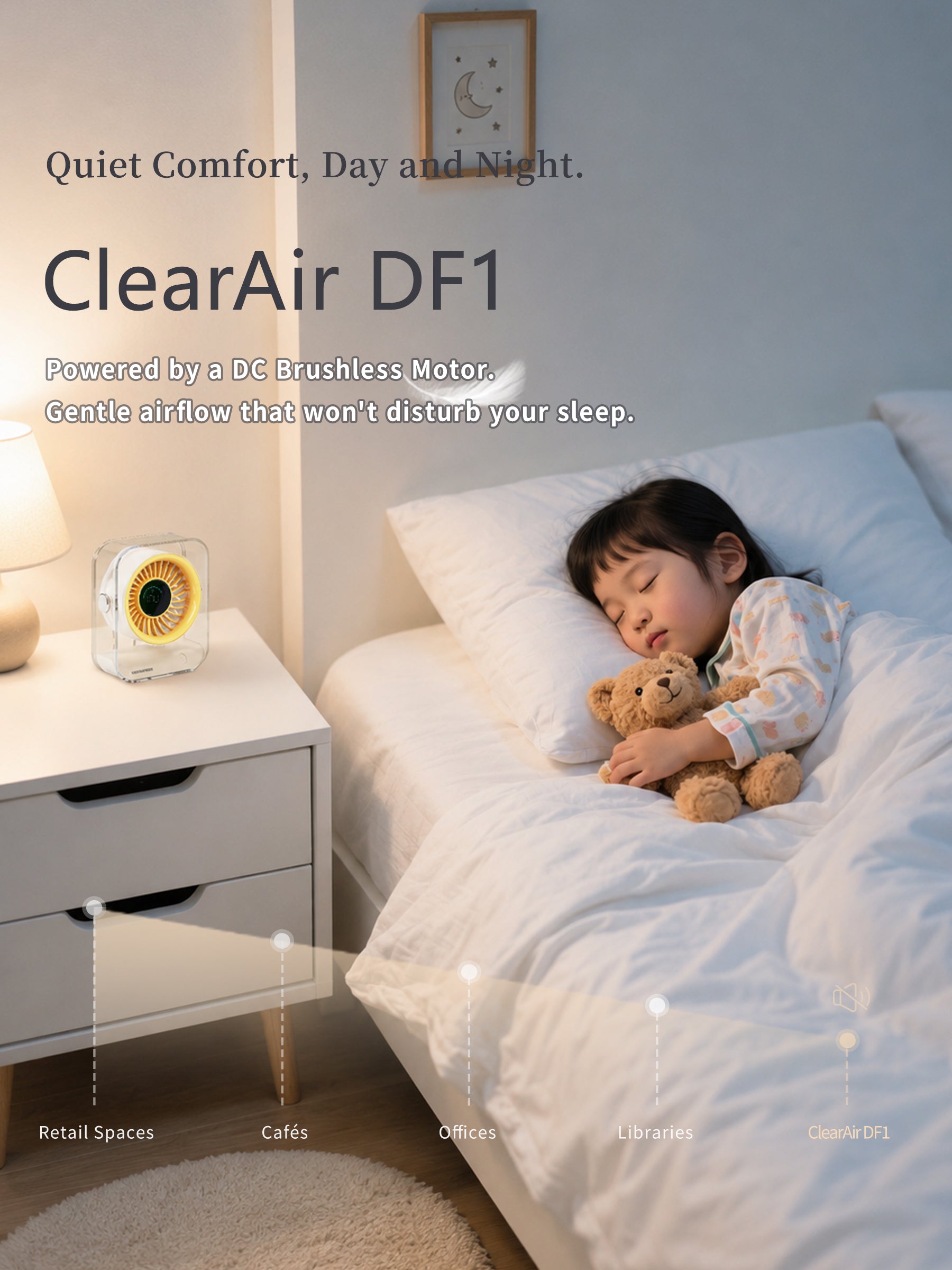 HOSHINON Cordless Desk Fan ClearAir DF1 – Electric Fans for Personal Use