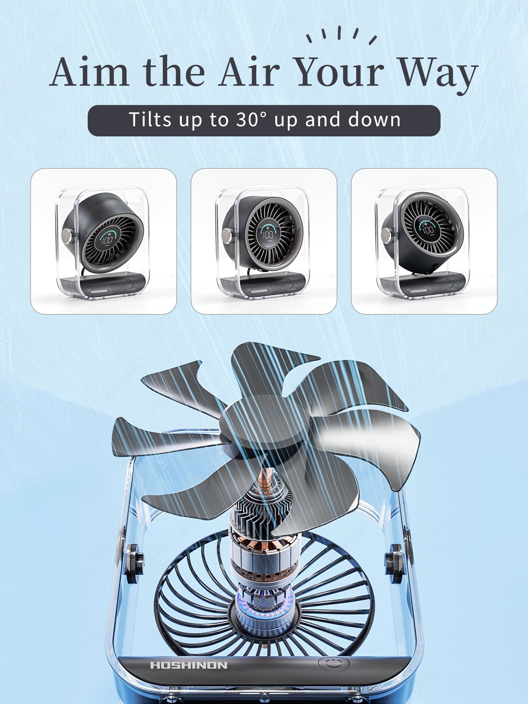 HOSHINON Cordless Desk Fan ClearAir DF1 – Electric Fans for Personal Use