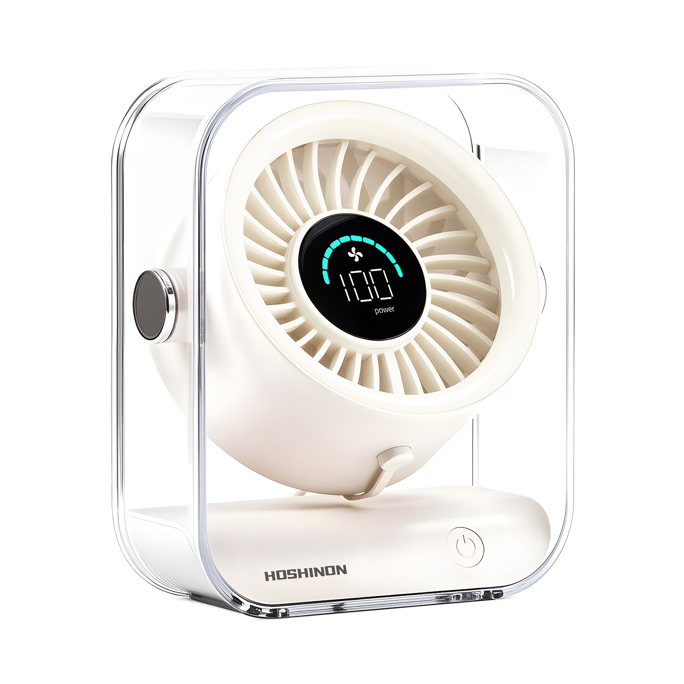 HOSHINON Desk Fan, ClearAir DF1 USB-C Rechargeable Portable Table Fan, Quiet Personal Fan with 100-Speed Control, LED Display, 4000mAh Battery – Electric Fans for Personal Use